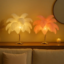 Ostrich Feather Table Lamp