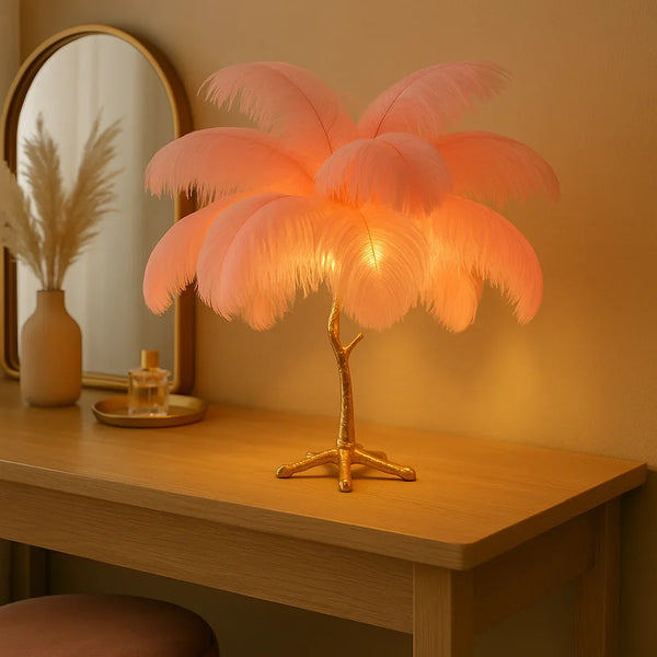 Ostrich Feather Table Lamp