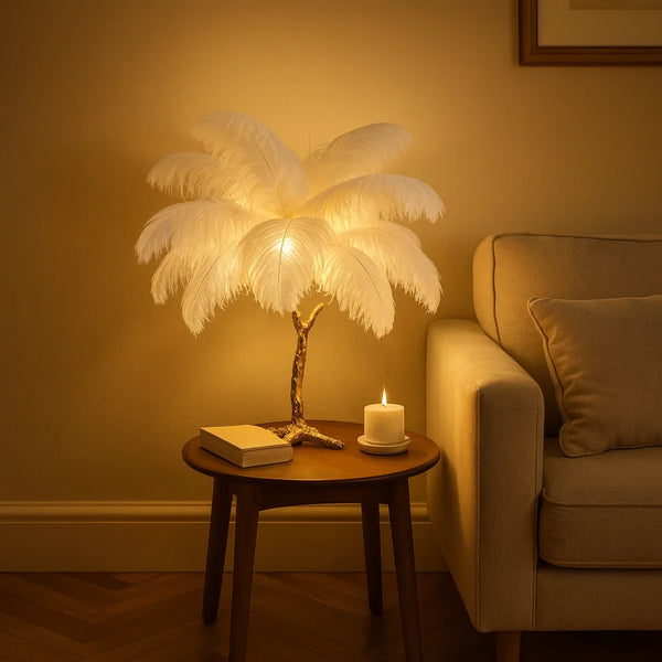 Ostrich Feather Table Lamp